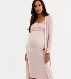 Комплект с драпированной накидкой и платье-бандо миди ASOS DESIGN Maternity