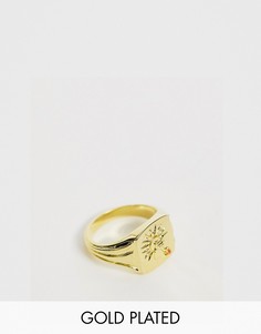 Золотистое кольцо-печатка Wanderlust & Co
