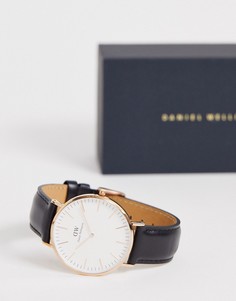 Часы цвета розового золота с кожаным ремешком Daniel Wellington 40 мм