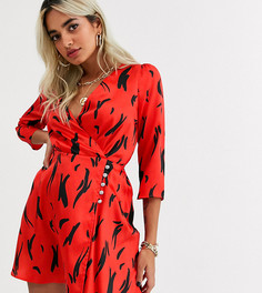Красное чайное платье с принтом River Island Petite
