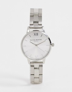 Серебристые часы-браслет с циферблатом среднего размера Olivia Burton