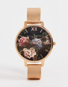 Розово-золотистые часы с сетчатым браслетом Olivia Burton