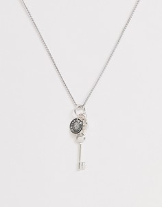 Серебристая цепочка с подвесками в форме ключа и монетки Icon Brand