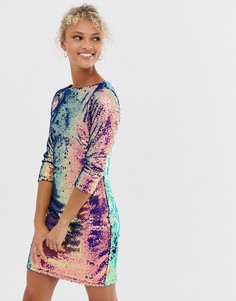 Платье мини с длинными рукавами и пайетками Glamorous