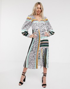 Платье миди с принтом и плиссировкой Liquorish
