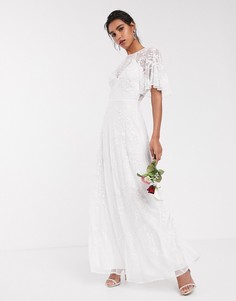 Свадебное платье с рукавами клеш, вышивкой и бусинами ASOS EDITION