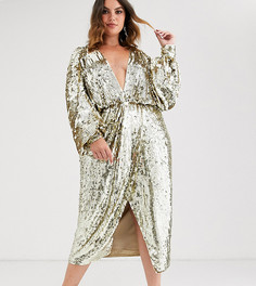Платье миди с рукавами "летучая мышь" и пайетками ASOS EDITION Curve