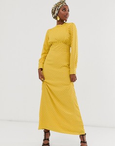 Чайное платье макси в горошек с пуговицами ASOS DESIGN