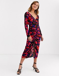 Платье миди с длинными рукавами и принтом River Island