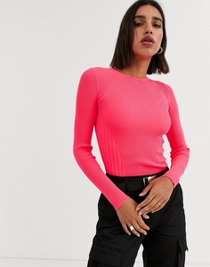 Ярко-розовый трикотажный топ Bershka