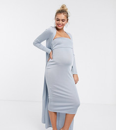 Комплект с драпированной накидкой и платье-бандо миди ASOS DESIGN Maternity