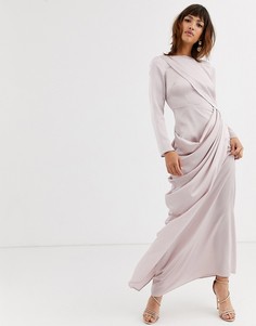 Атласное платье макси с драпировкой ASOS DESIGN