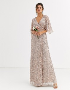 Платье макси с запахом и пайетками Maya Bridesmaid