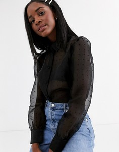 Сетчатая рубашка в горошек с объемными рукавами Pieces