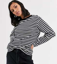 Трикотажный oversize-лонгслив в черно-белую полоску Monki