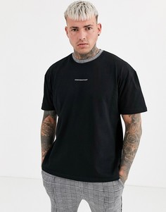 Черная футболка с отделкой в шотландскую клетку Good For Nothing