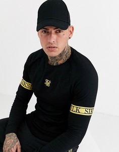 Обтягивающий золотистый лонгслив с логотипом на рукаве SikSilk