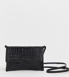 Черная кожаная сумка-конверт через плечо с рисунком крокодиловой кожи Vagabond - Tulum