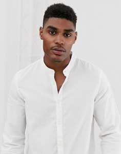 Белая рубашка с воротом на пуговице Bershka