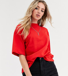 Красная футболка с круглым вырезом Bershka