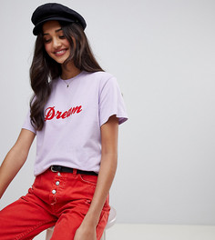 Сиреневая футболка с надписью "dream" Miss Selfridge