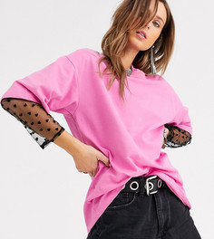 Розовая футболка с круглым вырезом Bershka