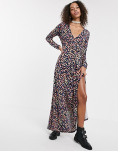 Чайное платье макси на пуговицах с принтом ASOS DESIGN