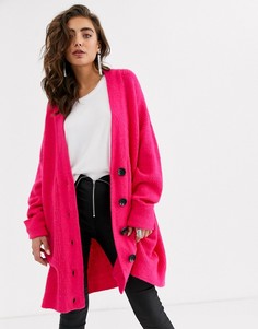 Длинный кардиган неоново-розового цвета Object