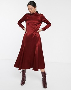 Платье макси с воротником и вставками годе ASOS WHITE