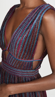 Jonathan Simkhai Rainbow Pleats Open Neck Maxi Dress