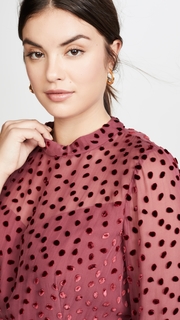 Rebecca Taylor Long Sleeve Velvet Dot Dress