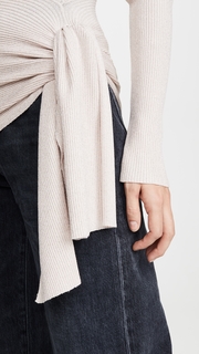 3.1 Phillip Lim Lurex Ribbed Pullover with Waist Tie