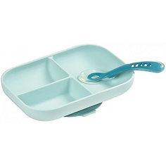 Набор посуды Beaba Set Repas Silicone Avec Ventouse, голубой BÉaba