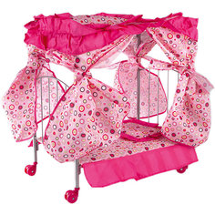 Кроватка для кукол Buggy Boom розовый с разноцветными кружочками