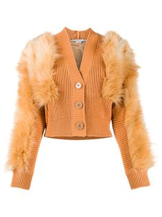 Stella McCartney кардиган Fur Free с меховой отделкой
