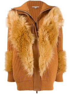 Stella McCartney пальто-кардиган Fur Free Fur со вставками