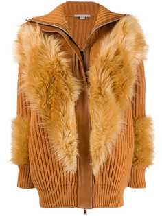 Stella McCartney пальто-кардиган Fur Free Fur со вставками