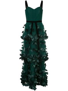 Marchesa Notte ярусное вечернее платье без рукавов