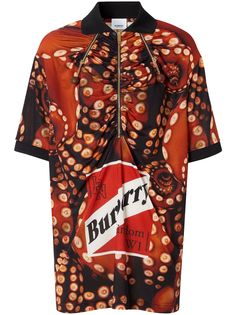 Burberry рубашка-поло с принтом