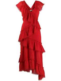 Three Floor ярусное платье миди Rouge