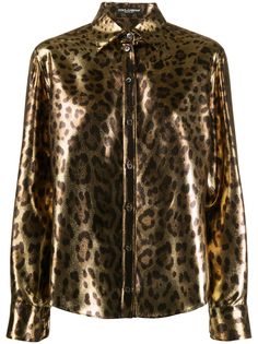 Dolce & Gabbana рубашка с леопардовым принтом и эффектом металлик