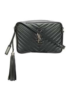 Saint Laurent стеганая сумка через плечо с металлическим логотипом