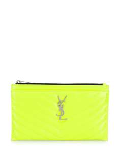 Saint Laurent стеганый клатч с декором Monogram