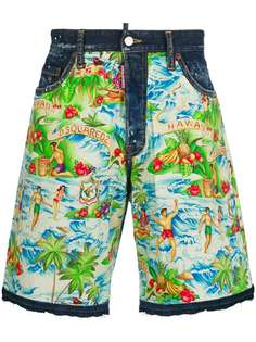 Dsquared2 джинсовые шорты с гавайским принтом