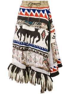 Sacai асимметричная юбка с бахромой