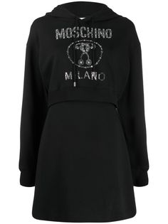 Moschino декорированное платье-худи с логотипом