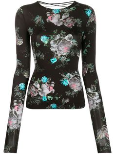 Preen By Thornton Bregazzi floral-print lace-up detail top