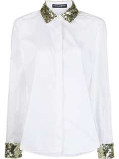 Dolce & Gabbana поплиновая рубашка с вышивкой пайетками