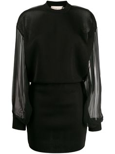 Alexandre Vauthier платье мини с полупрозрачными рукавами