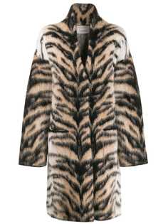 Laneus кардиган-пальто с тигровым принтом